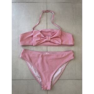 Joe Boxer Halter Bikini Set Multicolor Striped Seersucker Swimsuit